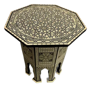 1970s Vintage Inlaid Mother of Pearl Octagon Table Damascus