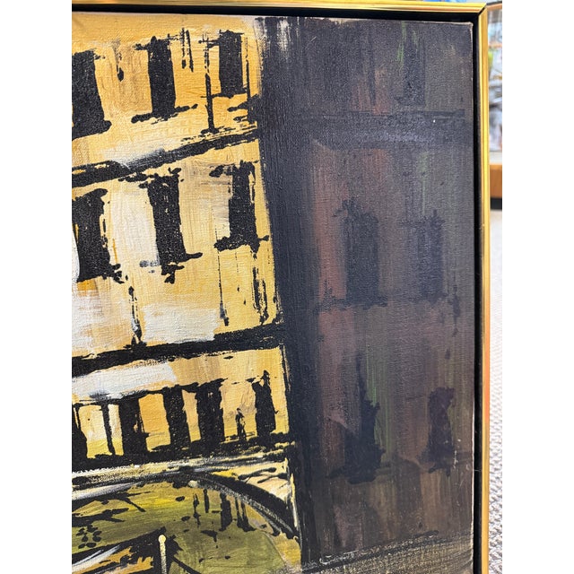 1960s Vintage Mid-Century Modern Cityscape Oil Painting by James Roberts For Sale - Image 5 of 10