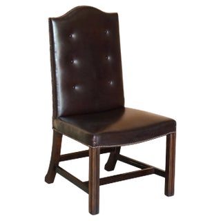Buttoned Occasional Desk Chair in Brown Leather from George Smith For Sale