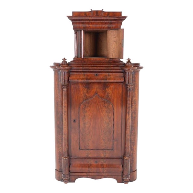 Biedermeier Corner Cabinet in Flame Mahogany, 1860 For Sale