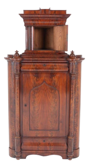 Biedermeier Corner Cabinet in Flame Mahogany, 1860
