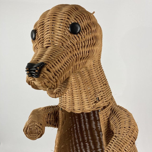 Large VTG 28" Wicker Kangaroo Storage Basket Hamper Plant Toilet Paper Holder Although earless, she heard you hopping in...