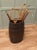 Large Oak and Brass Barrel Stick Stand For Sale - Image 6 of 7