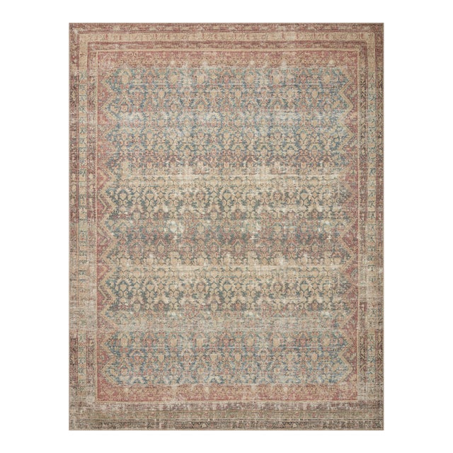 Angela Rose x Loloi Aubrey Rug Ocean / Spice 18" x 18" Sample Rug For Sale