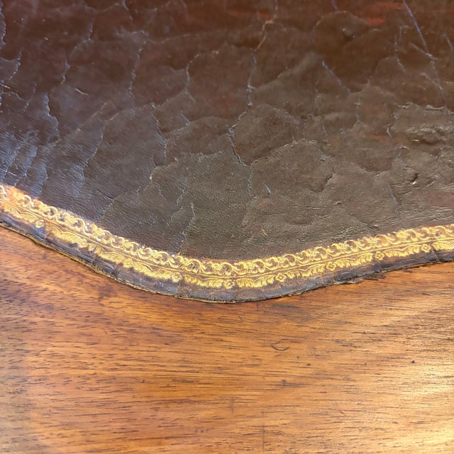 Antique French Louis XV Side Table or Desk With Inlaid Embossed Leather Top For Sale In Portland, ME - Image 6 of 12