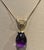 Metal Checkerboard Amethyst Drop & Diamond Pendent/Necklace 14 Karat Yellow Gold Chain For Sale - Image 7 of 18