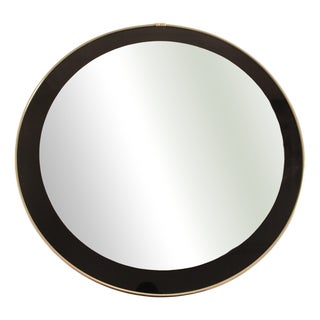 Mid-Century Modern Wall Mirror with Black Rim Ornament, 1950s For Sale