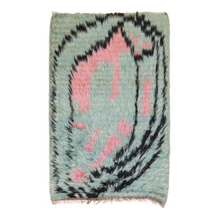 Mint Green Swedish Rya rug no. j3724 For Sale