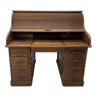 Late 19th Century Antique Samuel Lakow Roll-Top Desk For Sale