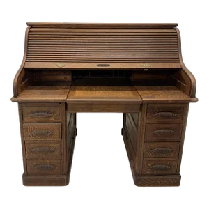 Late 19th Century Antique Samuel Lakow Roll-Top Desk