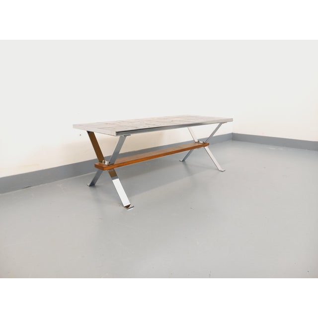 Vintage Coffee Table in Ceramic, Chrome Metal and Wood, 1960s For Sale - Image 12 of 18