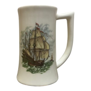 Service for 12: Sadler Staffordshire England Pottery Beer Stein, Vintage Ship Mug, Maritime Nautical Decor For Sale