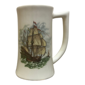 Service for 12: Sadler Staffordshire England Pottery Beer Stein, Vintage Ship Mug, Maritime Nautical Decor