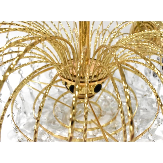 Vintage Mid-Century Modern Crystal and Brass Waterfall Chandelier For Sale In San Francisco - Image 6 of 8