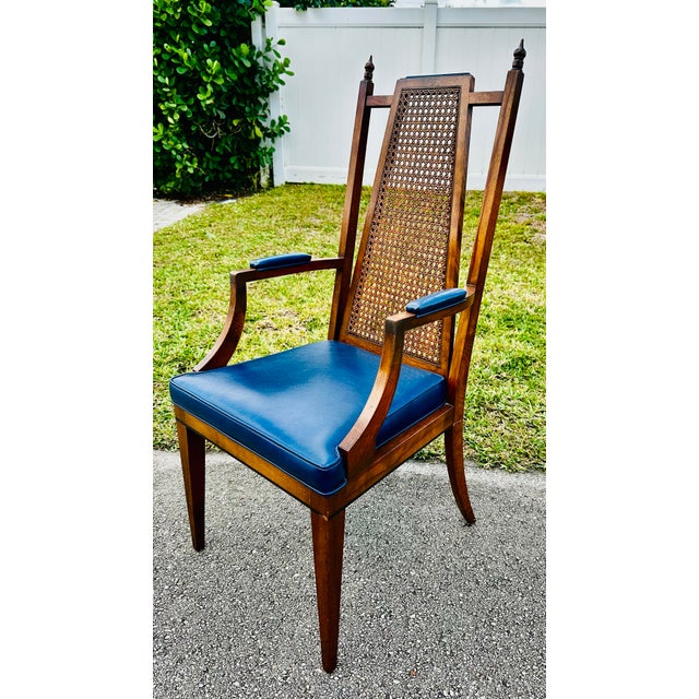 Mid-Century Hollywood Regency Wood and Cane Dining Chairs- Set of Six For Sale In Miami - Image 6 of 9