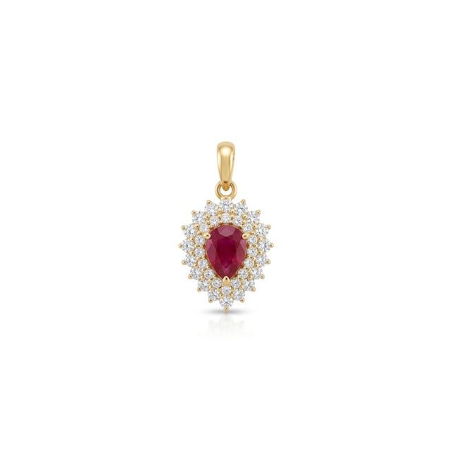 Gemstone Natural 18k Gold Pendant, 0.73ct Ruby, 0.64ct Diamonds For Sale - Image 7 of 8