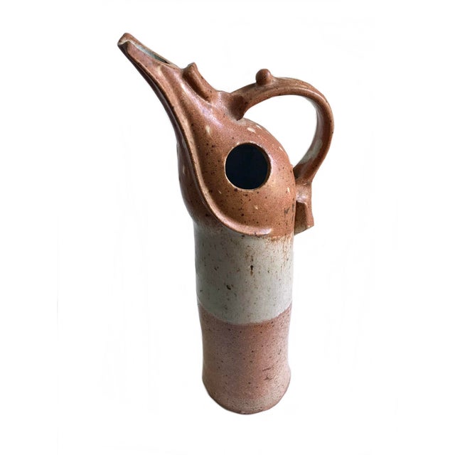 1970s 1970s Mid Century Modern Studio Art Pottery Brown Zoomorphic Ceramic Pitcher Modernist Stoneware Decanter / 70s Dining Serving Drink Barware For Sale - Image 5 of 7