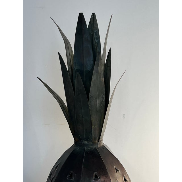 Vintage Mexican Punched Tin Pineapple Lantern Votive Candle Holders – Hojalata Folk Art a Pair For Sale In Chicago - Image 6 of 11