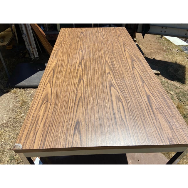 Steelcase Minimalist Vintage Mid Century Modern Metal Retro Tanker Utility Table Unmarked For Sale - Image 11 of 12