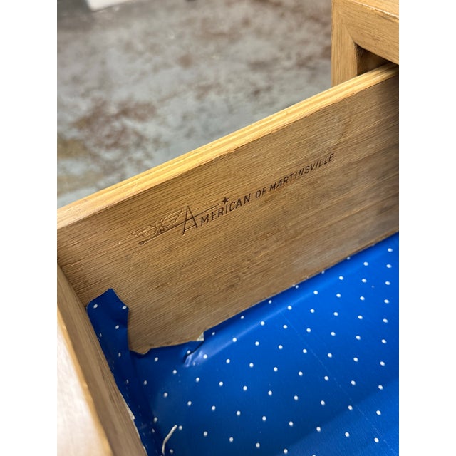 Asian Mid 20th Century American of Martinsville Blonde Walnut Nightstands, Pair For Sale - Image 3 of 12