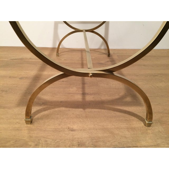 Brass coffee table with clear glass top and black lacquered edges For Sale - Image 10 of 12