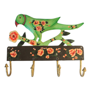 Vintage Folk Art Hand-Painted Decorative Wall-Mounted Coat or Hat Rack