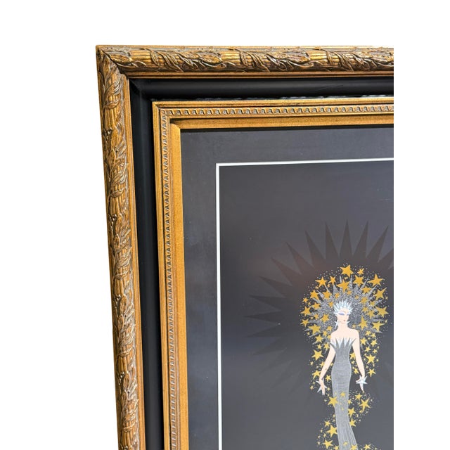 Printmaking Materials Incredible Pair of Framed Erté Lithographs of Radiance & Starstruck For Sale - Image 7 of 14