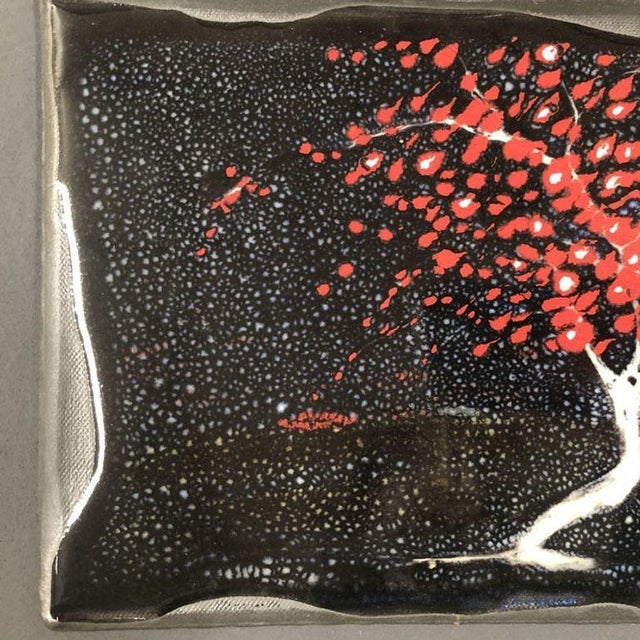 1980s Silver Metal Tree Landscape With Fall Leaves Framed Pottery by Tom Turnbull For Sale - Image 4 of 5