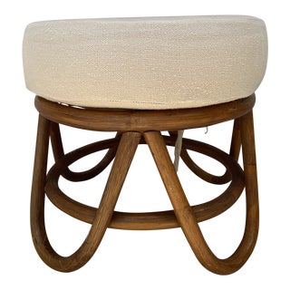 Mid-Century Bamboo Rattan Pretzel Style Ottoman Stool Bentwood For Sale