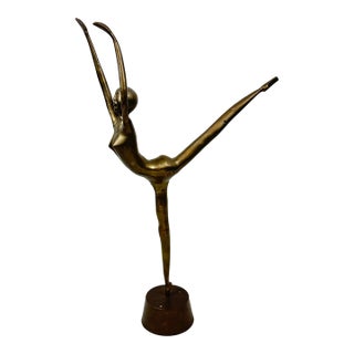 Tall Vintage Brass Ballerina Figurine For Sale