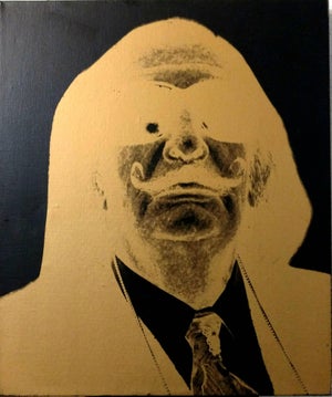 Christopher Makos, Chris Makos Original Gold Silkscreen Painting of Salvador Dali Pop Art, 1991