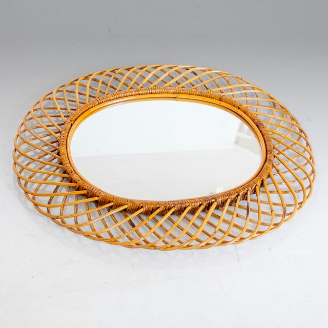 1960s Mid-Century Modern Bamboo Sunburst Mirror from Franco Albini, Italy, 1960s For Sale - Image 5 of 13