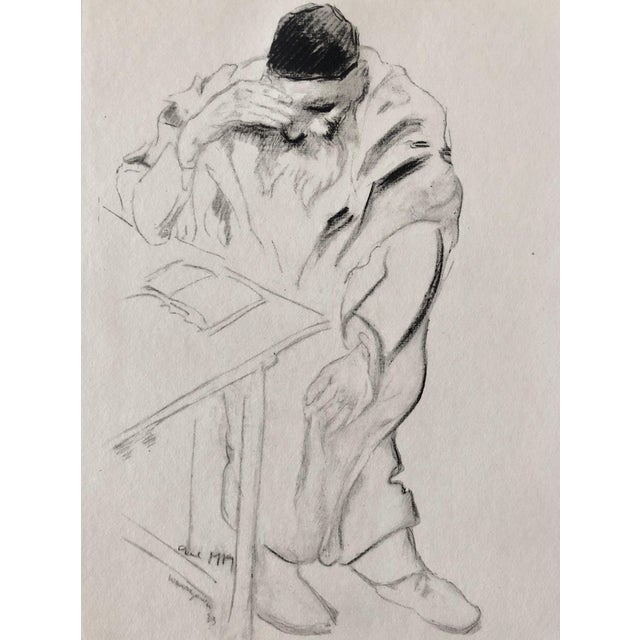 Paul Jeffay, Judaica Jewish Shtetl Etching Hasidic Rabbi "Difficult Problem" Chassidic Print, 1933 For Sale