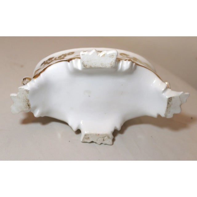 Gold Antique 19th Century Hand Painted Gold Gilded Porcelain Writing Stand Inkwell For Sale - Image 8 of 11