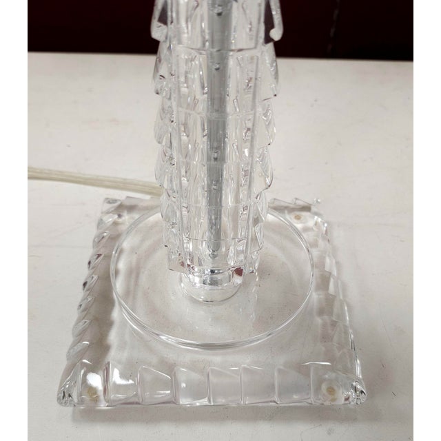 Late 20th Century Late 20th Century Chelsea House Baccarat Style Crystal Glass Table Lamps With Shades - a Pair For Sale - Image 5 of 10