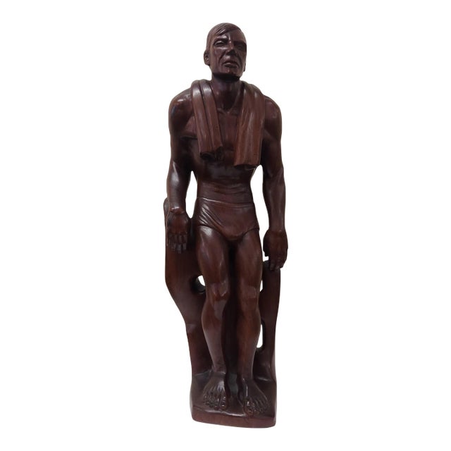 Buster Crabbe Vintage Hand Carved Rosewood Sculpture For Sale