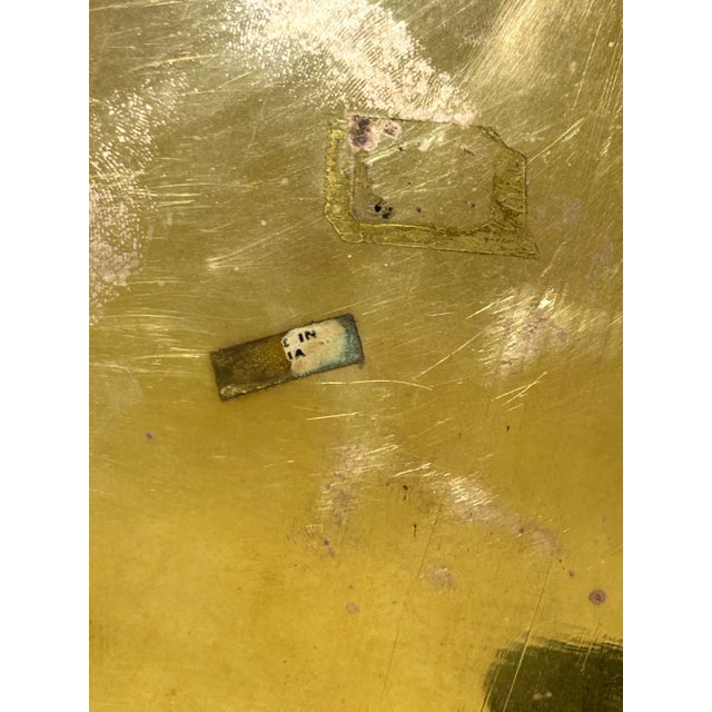 Vintage Square Brass Tray With Scalloped Corners – Hollywood Regency Brass Tray For Sale - Image 9 of 12