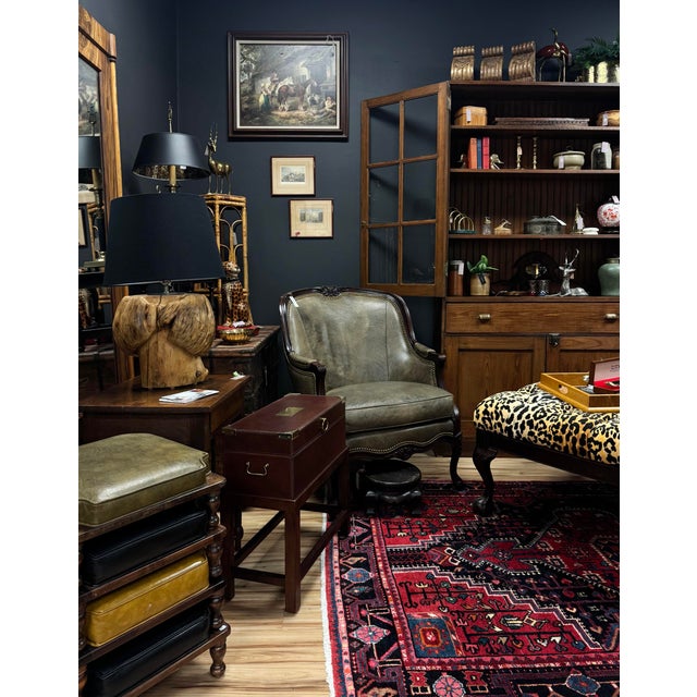 Vintage Hancock & Moore Gray Leather Bergere Chair For Sale - Image 13 of 13