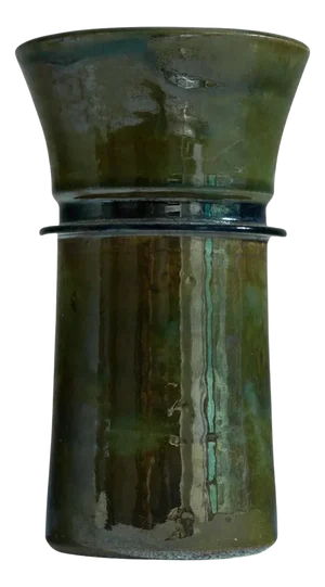 Modernist Glazed Studio Pottery Vase in Green and Blue, 1930s