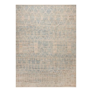 Nazmiyal Collection Modern Blue Geometric Rug For Sale