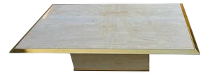 Rectangular 23K Gilded Brass and Travertine Coffee Table, Belgium