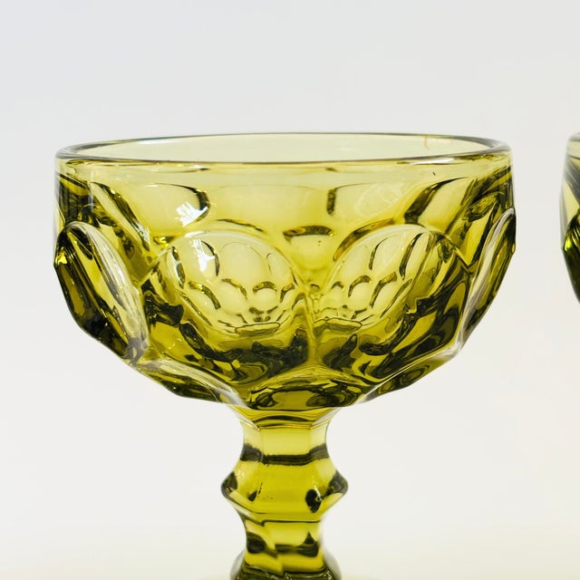 Glass Provincial Green Coupe Glasses by Imperial Glass - Set of 4 For Sale - Image 7 of 10