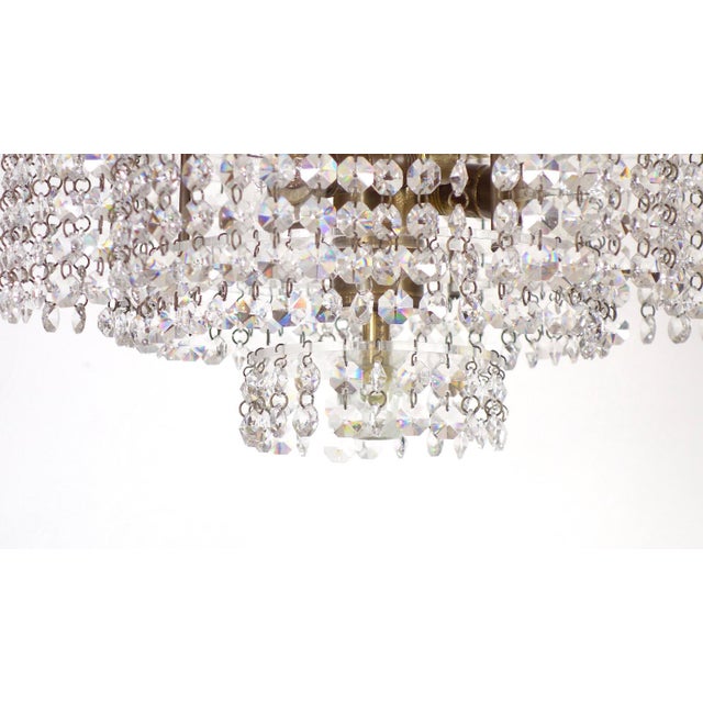 Metal Antique Brass Lead Crystal Three-Light Chandelier, 1930s For Sale - Image 7 of 11