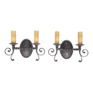 Vintage Bordeaux Bronze Rust Finish Wall Sconces by Steven Handelman Studios. A Pair For Sale