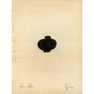 "Figures" Contemporary Minimalist Ink Drawing on Vintage Paper For Sale