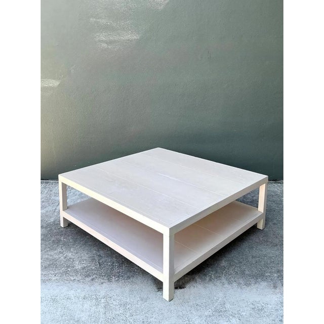 Vintage White Wood Square Coffee Table For Sale - Image 9 of 12