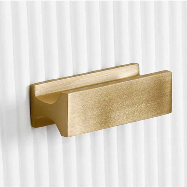 Worlds Away Matthew Izzo Home Davie Fluted Matte White and Antique Brass Two Drawer Etagere For Sale - Image 4 of 7