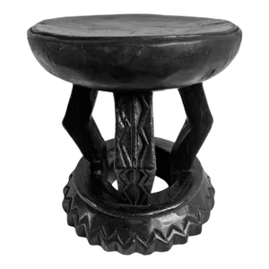 Black Carved Vintage Oka Yoruba Stool