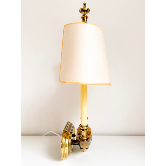 Vintage Neoclassical Brass Wall Lamp with Off-White Shade, 1970s For Sale - Image 6 of 18