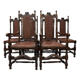 Antique English Oak Dining Chairs For Sale